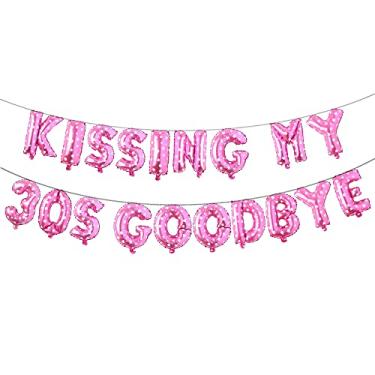 Imagem de Kissing My 30s Goodbye Decorations Kissing My 30s Goodbye Banner Balloons 40th Birthday Balloon Dirty 40 Balloon (30S GOODBYE Pink Heart)
