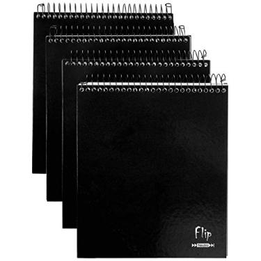 Imagem de Caderno de 10 Matérias, Flip Neutro Preto Vertical, Tamoio, 160 Folhas, Capa Dura, Universitário, 204x234mm, Pacote com 4 Cadernos