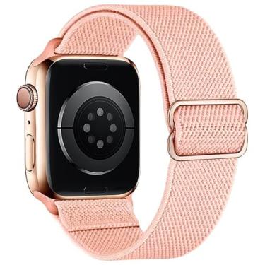 Imagem de Yaber Pulseiras de nylon elástico compatíveis com Apple Watch de 38 mm, 40 mm, 42 mm, 44 mm, 45 mm, 49 mm, ajustável, trançada, esportiva, elástica, compatível com a série iWatch Ultra