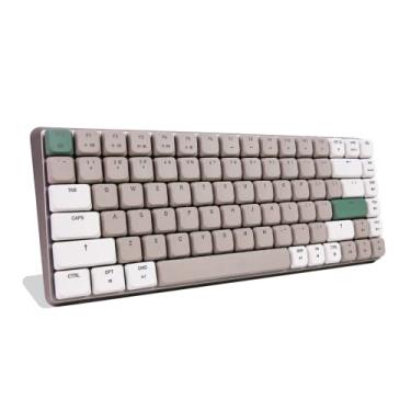 Imagem de Azio Teclado mecânico fino Cascade, layout de 75%, RGB retroiluminado de perfil baixo, interruptores e teclas Hotswap, conexão sem fio USB-C ou Bluetooth com fio (interruptores Gateron Brown) (Forest