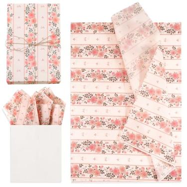 Imagem de 30 peças de papel de seda com laço rosa rosa, 35,5 x 50,8 cm, papel de embrulho para presente, laço rosa, folhas de papel de seda para embalagem de presente de casamento