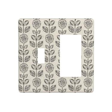 Imagem de Vintage Floral 2-Gang 1-Toggle 1-Decora/Gfci Device Combinação Retro Flower Light Switch Cover Decorativa Outlet Placa de Parede Placa de Interruptor Placa Frontal para Casa de Fazenda Decoração de