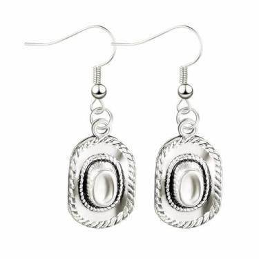 Imagem de Brincos de vaqueira ocidental, boho, charmoso, botas do Texas, chapéu de caubói, cabeça de gado, arma de touro, banhado a prata antiga, brincos pendentes para mulheres, estilo country oeste, joias