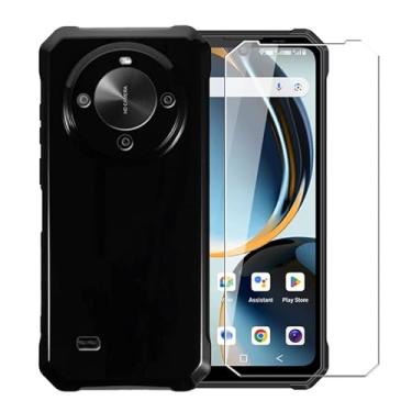 Imagem de WDMYLFTW Capa para Fossibot F105 + película protetora de tela de vidro temperado - Capa protetora de TPU à prova de choque flexível de silicone transparente para Fossibot F105 (preto)