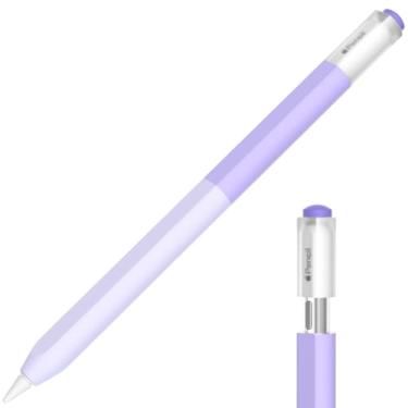 Imagem de AZF Capa iPencil compatível com Apple Pencil (USB-C), capa de silicone de cor gradiente, aderência confortável, macia e antiderrapante, suporte para fixação magnética. (roxo lavanda)