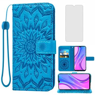 Imagem de Capa de telefone para Xiaomi Redmi 9 Capa carteira com protetor de tela de vidro temperado e capa flip fina de couro com suporte para cartão acessórios de celular Xiami Xiomis Xiome Redmi9 Prime Poco