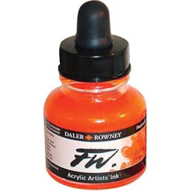 Imagem de Daler Rowney Tinta acrílica FW Artists pote de 29,5 ml - Laranja fluorescente