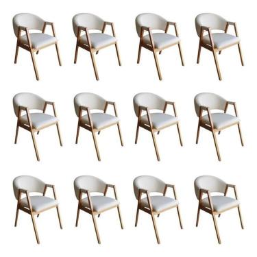 Imagem de Kit 12 Cadeiras Olivia em Madeira Maciça de Eucalipto Factor Branco