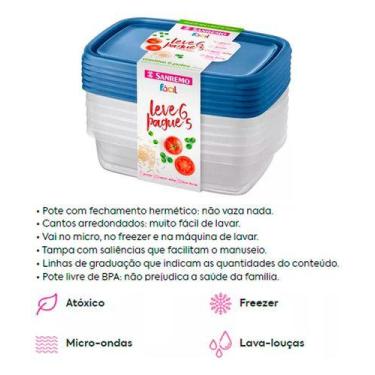 Imagem de Conjunto De Potes Plástico Sanremo 785ml Leve 18 E Pague 15