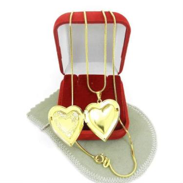 Imagem de Corrente Feminina 50Cm 1Mm Relicario Folheado Ouro Cr103 - Wnbijouteri