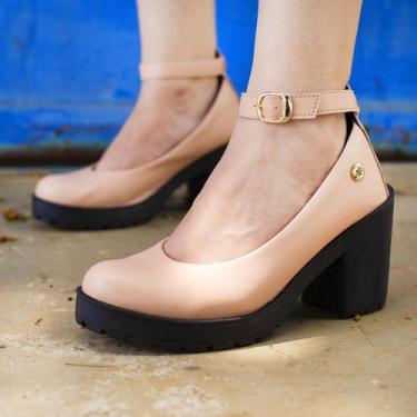 Imagem de Sapato Boneca Scarpin Salto Tratorado Tira Tornozelo Fivela Original G