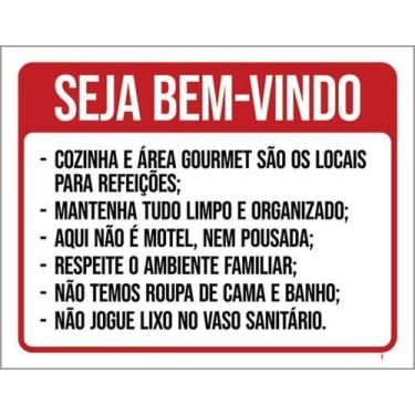 Imagem de Kit 10 Placas Bem Bindo Regras Do Airbnb Cozinha Gourmet - Sinalizo