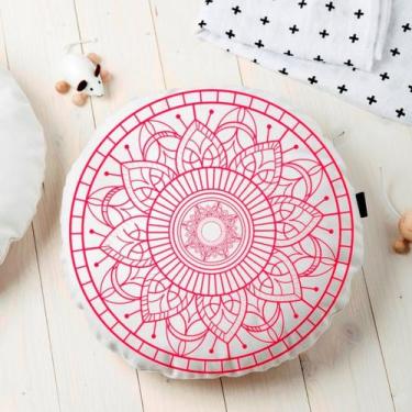 Imagem de Almofada Redonda Estampada Mandala 45x45cm Durga Vermelho - FASTLAR