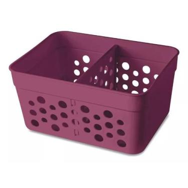 Imagem de Cesto Organizador Trama Rattan c/ Divisória Removível 11x8 - Usual Uti