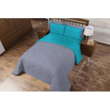 Imagem de Kit Edredom Casal Queen Dupla Face Ternura 06 Peças Tifany com Cinza -