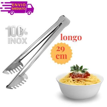Imagem de Pegador de Inox Massa Macarrão Churrasco Tipo Pinça 29cm - SQ Só Quali