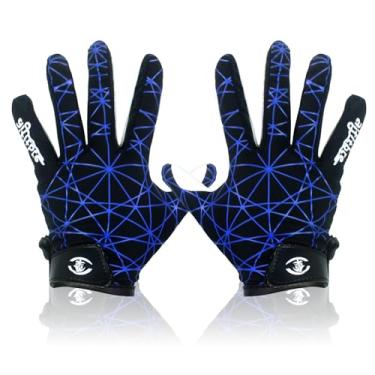 Imagem de hisptgo Luvas de futebol juvenil, luvas receptoras ultra adesivas para crianças com aderência e proteção aprimoradas, ideais para futebol americano, Starrysky, azul