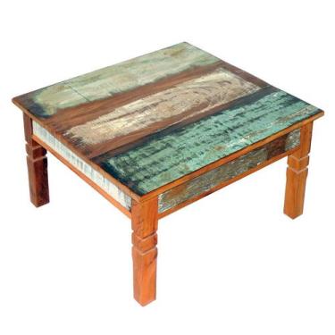Imagem de Mesa de Centro 60x60cm Madeira de Demolição Peroba Rosa com Patina - M