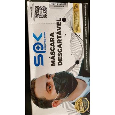 Imagem de Máscara tripla descartável cx com 50 unidades  disponível nas cores: b