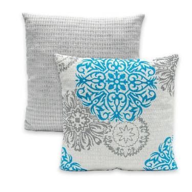 Imagem de Kit 2 Capas de Almofadas PIQUET Favinho Lisa e Estampada 40x40 C/ Zípe