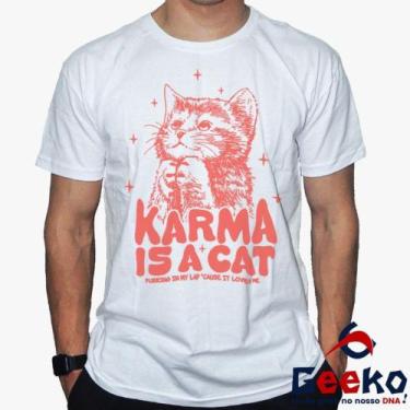Imagem de Camiseta Taylor Swift 100% Algodão Karma is a Cat Geeko, Branco gola c