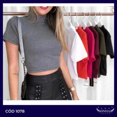 Imagem de cropped canelado gola alta-tamanho unico - Sonhar