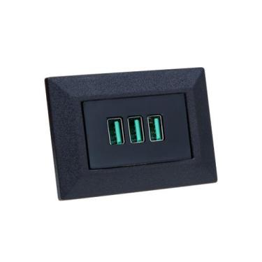 Imagem de Espelho de Tomada Simples Chanfrado com 3 USB 5.2A - CONNECT CAIXA TOM