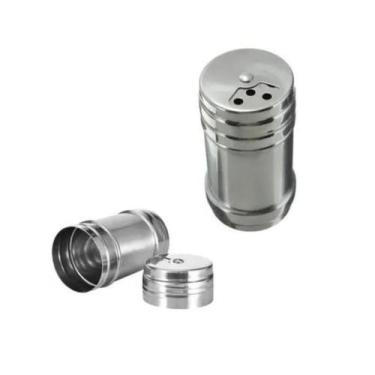 Imagem de Porta Saleiro Pimenteiro Metal Em Aço Inox 9,5cm - Inter.P
