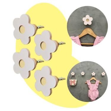 Imagem de 4 Ganchos de parede infantil menina decoração formatos rosa - Souvenir