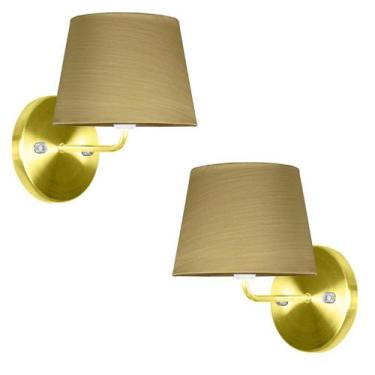 Imagem de Kit 2 Arandela Dourado Cupula Tradicional Shantung Dourado - MARRYLUZ