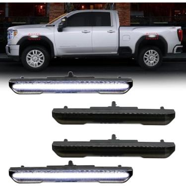 Imagem de VKLK Luz de marcação lateral para caminhonete Sierra 2500HD 3500HD 2020-2024 com funcionalidade de seta frontal e traseira, com lente fumê e emissão de luz branca completa