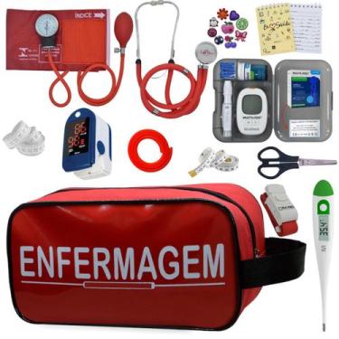 Imagem de Kit Enfermagem Aparelho de Pressão Estetoscópio Medidor Glicose Comple
