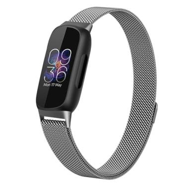 Imagem de JKD Pulseira de aço inoxidável compatível com Fitbit Inspire 3, mulheres e homens, pulseira ajustável de malha macia para Inspire 3, pulseira magnética de metal para Fitbit Inspire 3 Fitness Tracker,
