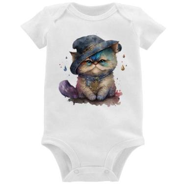 Imagem de Body Bebê Gato Persa Watercolor  - Foca na Moda, Branco, G