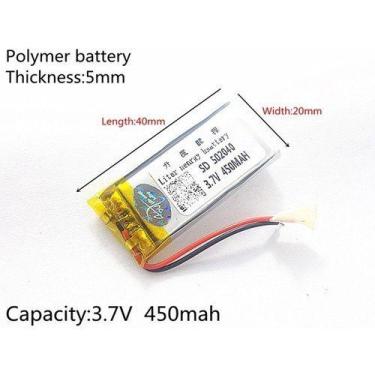Imagem de Bateria 3,7v 450mah 2 Fios 5mm X 20mm X 40mm 1 Unidade - - KMIG