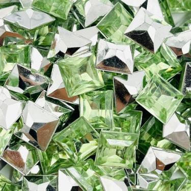 Imagem de Colagem Quadrado Strass Verde Transparente 10mm 100pçs 32g - Macall