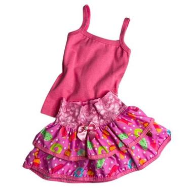Imagem de Conjunto de blusa e Saia com babados coloridos para bebê - Divina Bele
