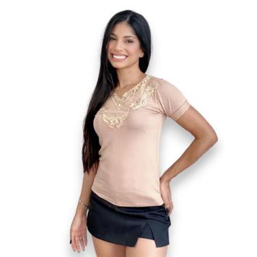 Imagem de Blusa manga curta feminina viscolycra barata sku:bv13 - R.S MODAS, Nud