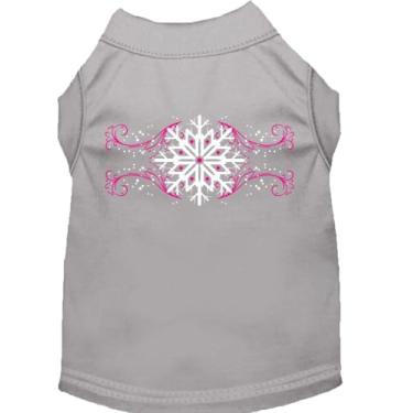 Imagem de Mirage Pet Products Camisetas com estampa de floco de neve rosa de 25 cm para animais de estimação, pequeno, cinza