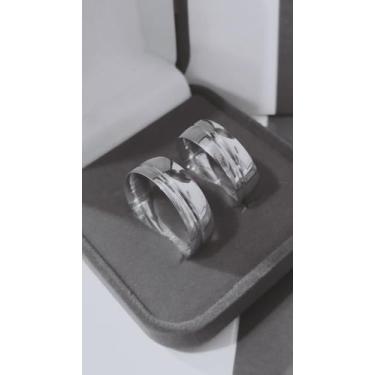 Imagem de Par de Alianças Compromisso Prata 950 Largura 7 mm Lisa  e com Risco -