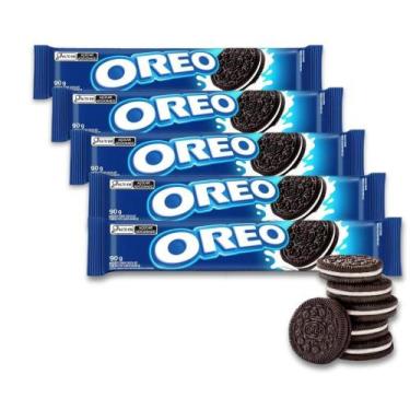 Imagem de Biscoito Oreo Recheado Baunilha Tradicional Kit 5Un De 90G