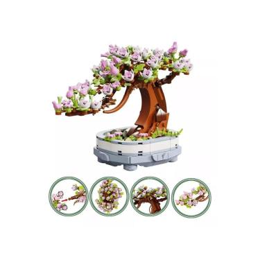Imagem de Conjunto de blocos de construção de bonsai de cereja em vaso de brinquedo com 462 peças
