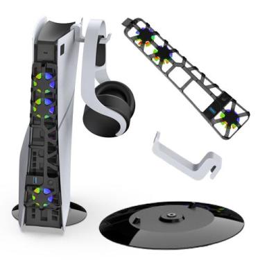 Imagem de Kit 3 em 1 Base Disco Cooler Led Suporte para Fone Compatível com Play