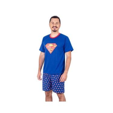 Imagem de Pijama adulto masculino curto básico liso estampado netflix ancora sup