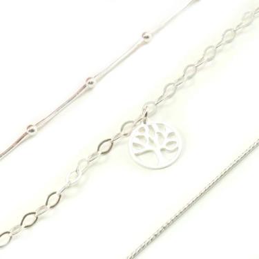 Imagem de Kit 3 Pulseiras Arvore da Vida Prata Legitima 925 - Lojas La&Ny