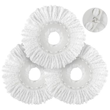 Imagem de Cabeça de substituição do esfregão giratório para sistemas de esfregão giratório Hurricane 360°, cabeça de esfregão giratório de microfibra, refil de esfregão mágico de tamanho universal padrão de