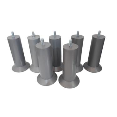Imagem de Kit 7 Pés Para Cama Box Todos Modelos e Moveis em Geral na Cor Cinza com 13 cm de altura Material Politileno e bem Resistente e Nao Danifica o Piso Suporta 120 Kilos cada pe Rosca Universal