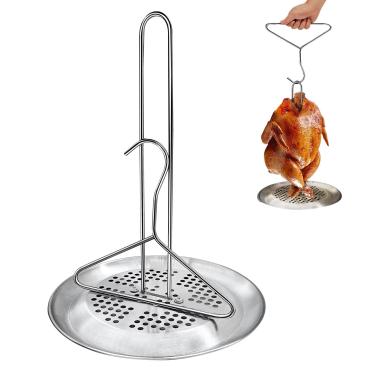 Imagem de Meititi Kit de suporte de fritadeira de peru de materiais de aço inoxidável, suporte para defumador de peru, suporte de torrador de peru, para frigideira, churrasco interno e externo, suporte de peru