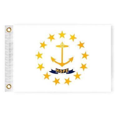 Imagem de Rhode Island State Boat Bandeira náutica 30,5 x 45,7 cm dupla face 3 camadas RI bandeira marinha nylon pequeno iate vela pontão barco ATV bicicleta caminhão Jeep motocicleta bandeira latão ilhós