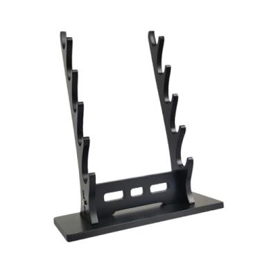 Imagem de Esquirla Suporte para flauta Samurai Rack Tanto Base horizontal Acessórios Suporte para espada medieval Espada medieval Flautas de gládio, Preto 5 Camadas